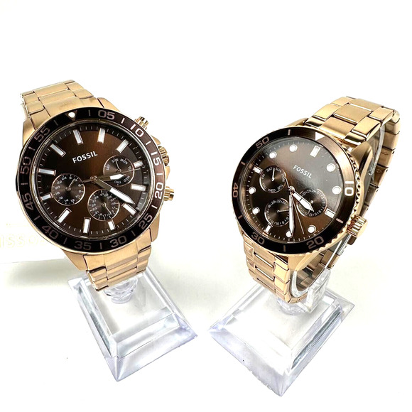 NWT Fossil His and Hers Multifunction Rose Gold-Tone Stainless Steel BQ2827SET - Picture 4 of 15